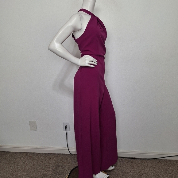 Julia Jordan NEW Orchid Coquette Romantic Halter Wide Leg Jumpsuit Plus Size 16 - Picture 4 of 11